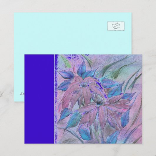 Pink Poinsetta horizontale Postkarte (Vorne/Hinten)