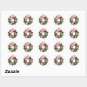 Pink Poinsetta Wreath Runder Aufkleber (Blatt)