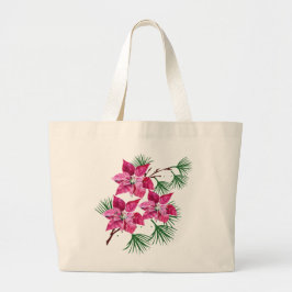 Pink Poinsettia Bag Jumbo Stoffbeutel