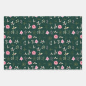 Pink Poinsettia Blume auf dunkelgrün Geschenkpapier Set (Vorderseite 2)