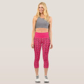 Pink Poinsettia Blumenmuster Capri Leggings (Vorderseite)
