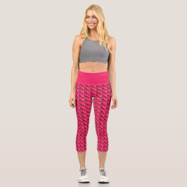 Pink Poinsettia Blumenmuster Capri Leggings