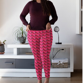 Pink Poinsettia Blumenmuster Leggings