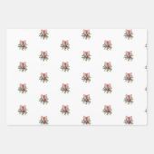 Pink Poinsettia Bouquet Holly and Berries Geschenkpapier Set (Vorderseite 3)
