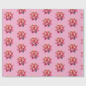 Pink Poinsettia Christmas Holiday Geschenkpapier (Flach)