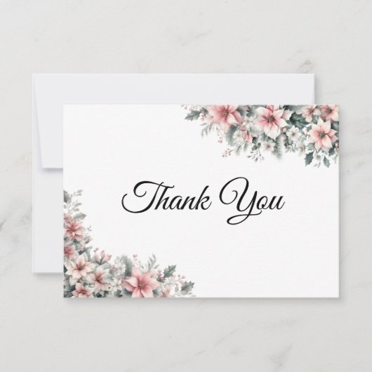 Pink Poinsettia Dankeschön Karte (Vorderseite)