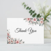 Pink Poinsettia Dankeschön Karte (Stehend Vorderseite)