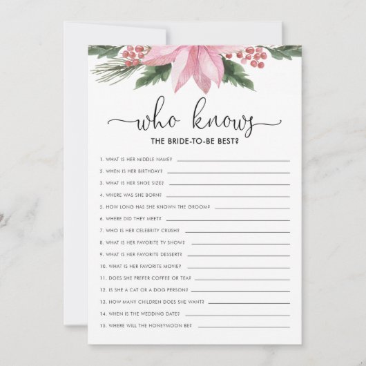 Pink Poinsettia, der das Brautparty von Bride kenn Einladung (Vorderseite)