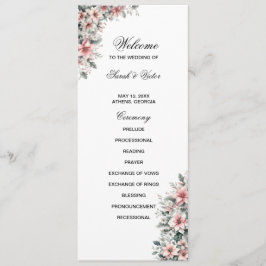 Pink Poinsettia Doppelseitige Programmkarte Programm