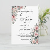 Pink Poinsettia Einladung zur Hochzeit (Stehend Vorderseite)