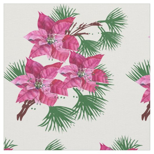 Pink Poinsettia Fabric Stoff (Nahaufnahme)