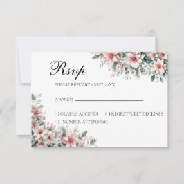 Pink Poinsettia floral RSVP Karte