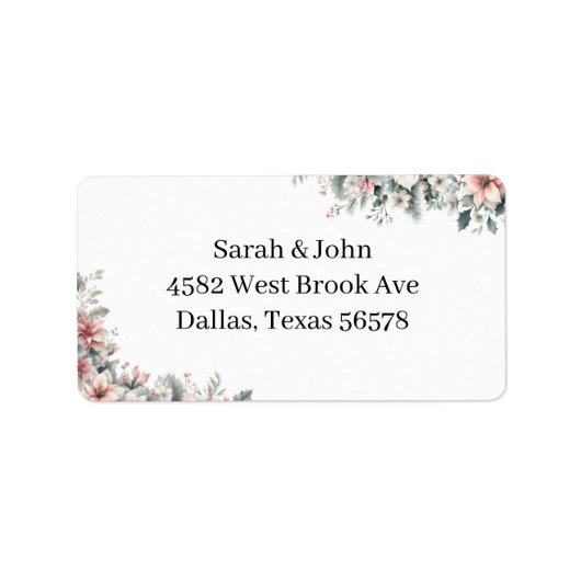 Pink Poinsettia Rücksendeadresse Adressaufkleber (Vorne)