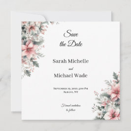 Pink Poinsettia Save the Date einladen