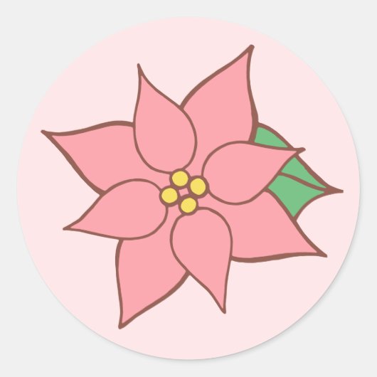 Pink Poinsettia Stickers (Vorderseite)