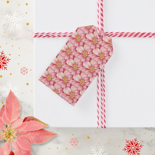 Pink Poinsettia Weihnachten Geschenkanhänger