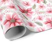 Pink Poinsettia Weihnachten Geschenkpapier (Rolleneckpunkt)