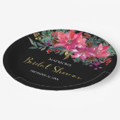 Pink Poinsettia Weihnachts-Brautparty Pappteller (Schrägansicht)