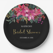 Pink Poinsettia Weihnachts-Brautparty Pappteller (Vorderseite)