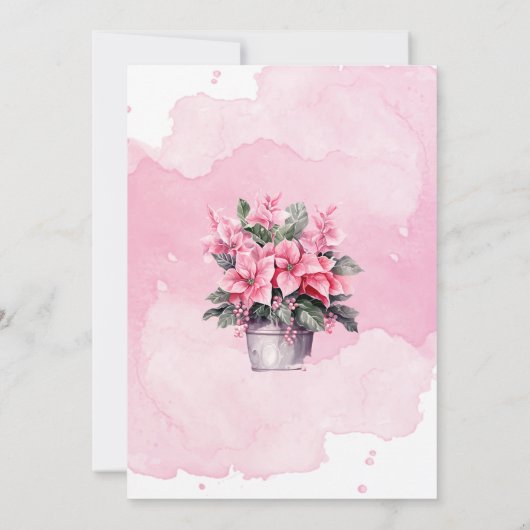 Pink Poinsettia Weihnachtsfeier Party Einladung (Rückseite)