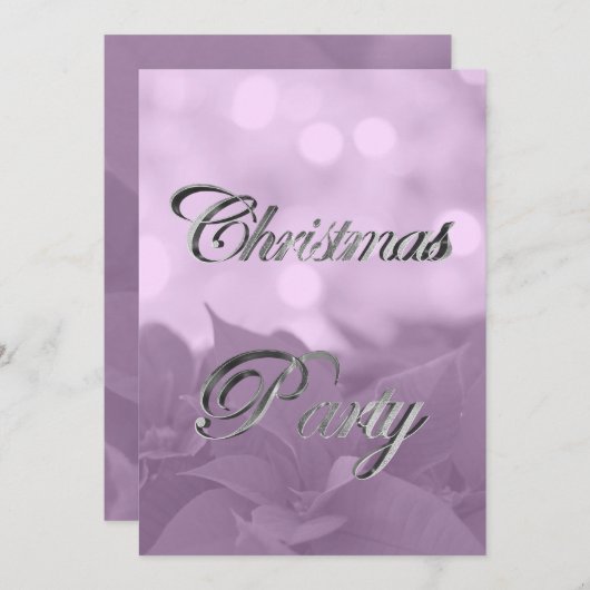 Pink Poinsettia Weihnachtsfeier Party Einladung El (Vorne/Hinten)