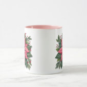 Pink Poinsettia Weihnachtsfeier Tasse mit festlich (Zentrum)
