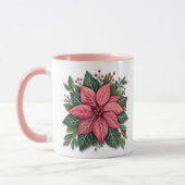 Pink Poinsettia Weihnachtsfeier Tasse mit festlich (Links)