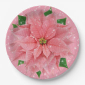 Pink Poinsettia Weihnachtsfest Party Pappteller (Vorderseite)