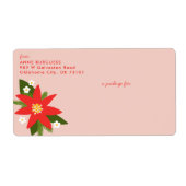 Pink Poinsettia Weihnachtsschiff-Label (Vorne)