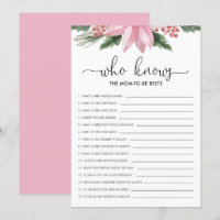 Pink Poinsettia Wer Mama Baby Shower Game kennt