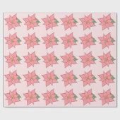 Pink Poinsettia Wrapping Paper Geschenkpapier (Flach)