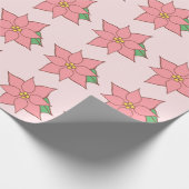 Pink Poinsettia Wrapping Paper Geschenkpapier (Ecke)