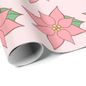 Pink Poinsettia Wrapping Paper Geschenkpapier (Rolleneckpunkt)
