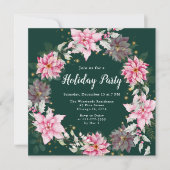 Pink Poinsettia Wreath Einladung (Vorderseite)