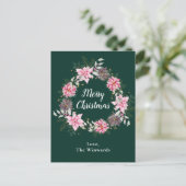 Pink Poinsettia Wreath Frohe Weihnachten (Stehend Vorderseite)