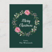 Pink Poinsettia Wreath Frohe Weihnachten (Vorderseite)