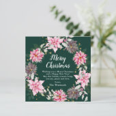 Pink Poinsettia Wreath Frohe Weihnachten (Stehend Vorderseite)