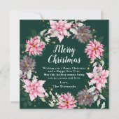 Pink Poinsettia Wreath Frohe Weihnachten (Vorderseite)