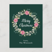 Pink Poinsettia Wreath Frohe Weihnachten (Vorderseite)