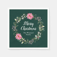 Pink Poinsettia Wreath Frohe Weihnachten