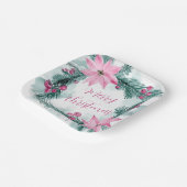 Pink Poinsettias Blumenweihnachtsschild Pappteller (Gewinkelt)