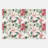 Pink Poinsettias Elegante Weihnachten Geschenkpapier Set (Vorderseite 2)
