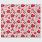 Pink Poinsettias Geschenkpapier (Flach)