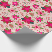 Pink Poinsettias Geschenkpapier (Ecke)