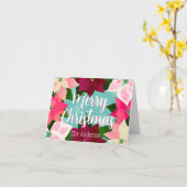 Pink Poinsettias Holiday Karte (Gelbe Blume)