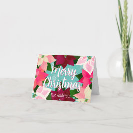 Pink Poinsettias Holiday Karte