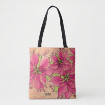 Pink Poinsettias Tote Bag