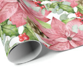 Pink Poinsettias und Pines Geschenkpapier (Rolleneckpunkt)