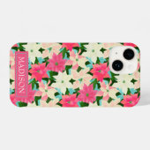 Pink Poinsettias Weihnachten iPhone Hülle (Rückseite (Horizontal))