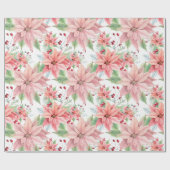 Pink Poinsettias Weihnachtsmuster Blume Geschenkpapier (Flach)